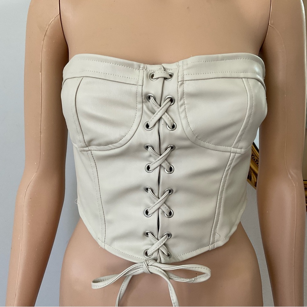 Zara pleather lace up cropped bustier -  NWT Sizes S & L  8869/872.